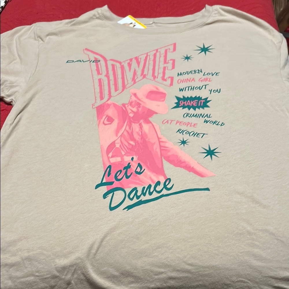 David Bowie Graphic Tee - Cream and Pink